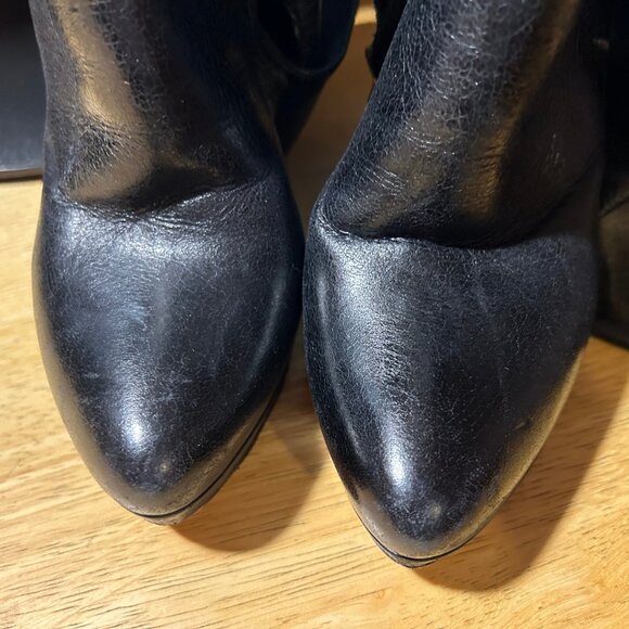 Women Prada Black 100% Leather Platform Over The Knee Stiletto Heel Boot 36 US/6 - Picture 15 of 15